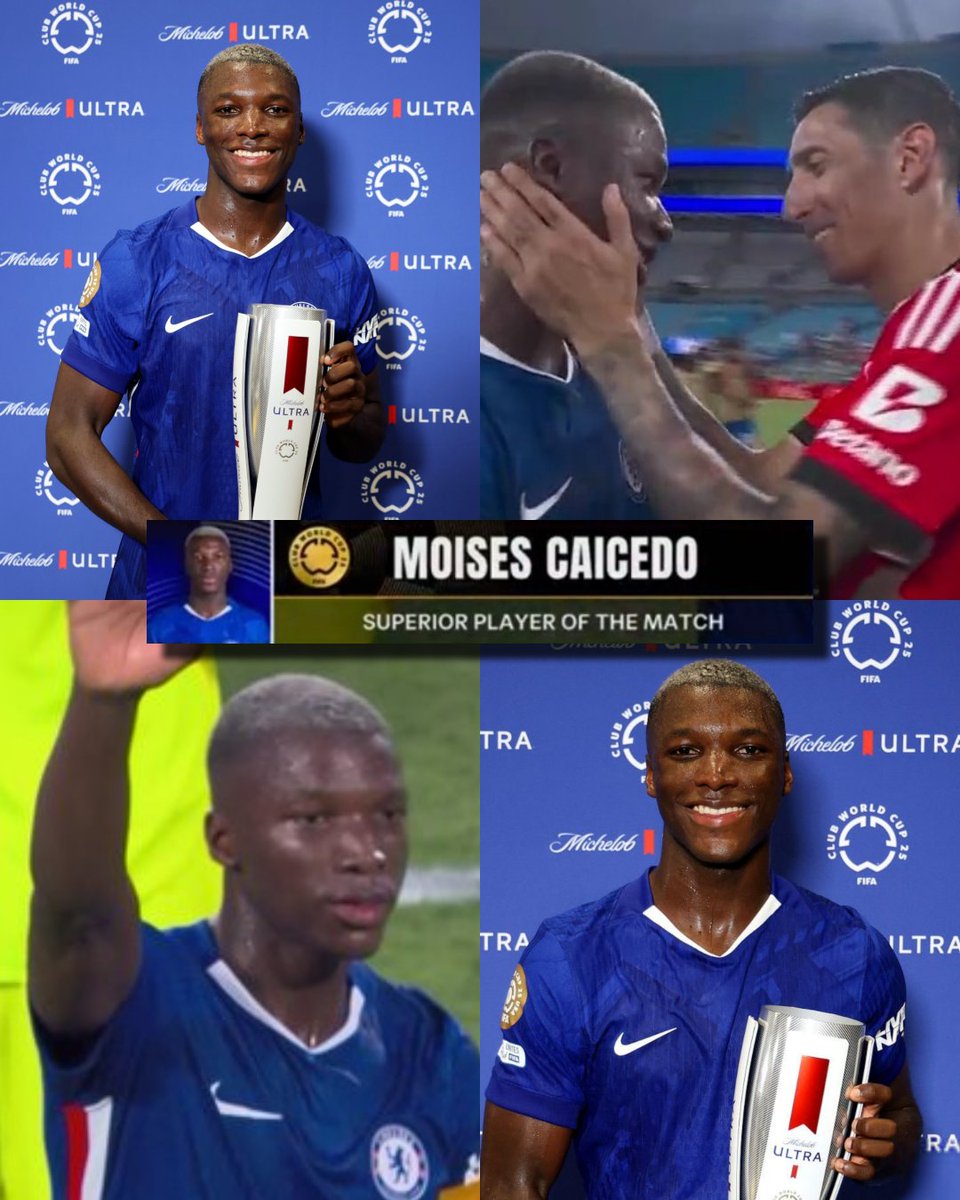 InvictosSomos's tweet photo. El mejor jugador del Chelsea en la presente temporada no podía irse del Mundial del Clubes sin un premio MVP. La figura de Los Blues en la clasificación a los cuartos de final. El motor ecuatoriano. SIEMPRE EL NIÑO MOI.
