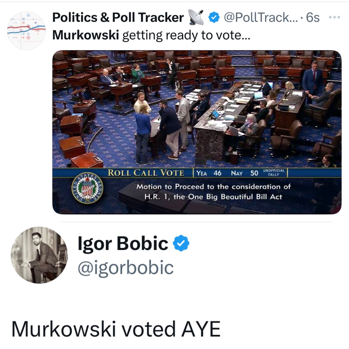TheTNHoller's tweet photo. JIST NOW: Alaska Republican Senator @lisamurkowski sells out the people 

#TrumpsTrillionsTransfer https://t.co/b80J1ngC2F