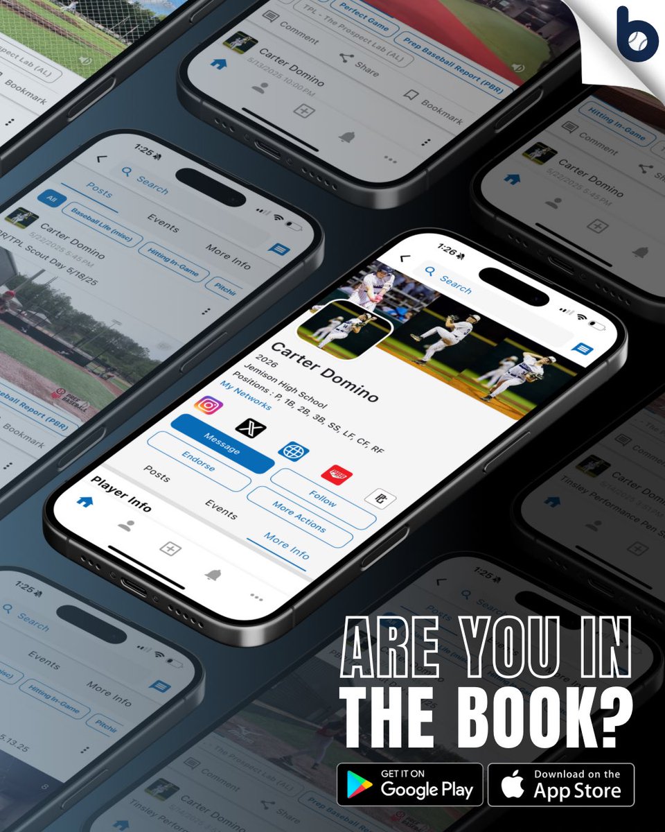 bsblbluebook's tweet image. 10,000+ players are already on Baseball Bluebook 👉 Are YOU in the book?
Create your free profile, link your socials, and upload your highlights!
📲 #DownloadNow #NewApp