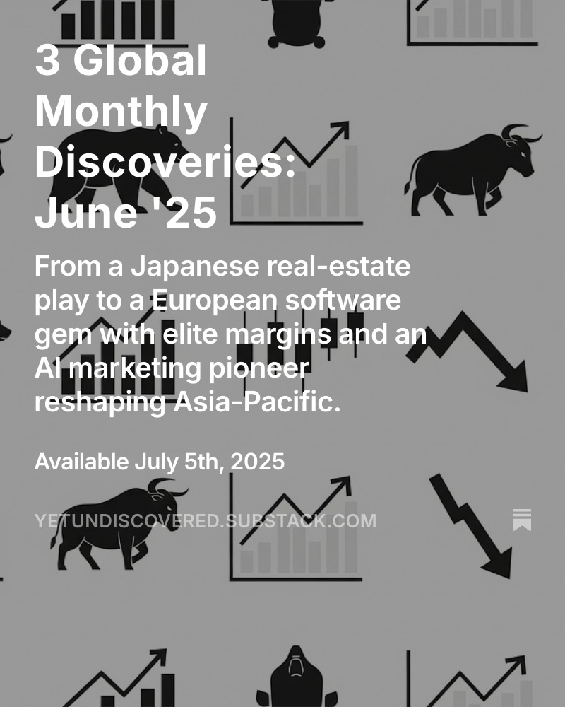 yetundiscovered's tweet image. 🚨 NEW: 3 Global Monthly Discoveries - June '25
From a Japanese infrastructure powerhouse (62.8% revenue CAGR) to an AI marketing pioneer reshaping Asia-Pacific, plus a European software gem with 62% EBITDA margins 📈
Three undiscovered growth stories across three continents.…