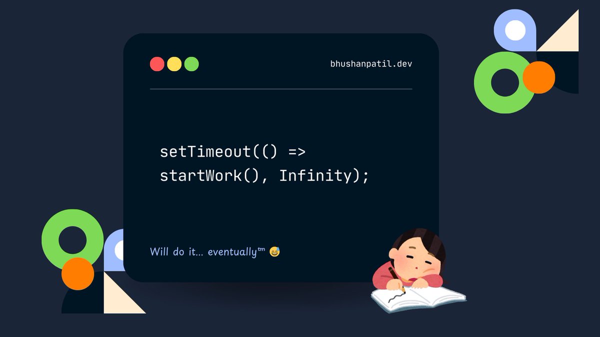 frontendgenius's tweet image. Will do it... eventually™ 😅
👉 Free dev tools: frontendgenius.gumroad.com/l/toolkit
👉 Learn frontend, free: frontendgenius.gumroad.com/l/becomefronte…
#Procrastination #DevHumor #Frontend
Follow For More