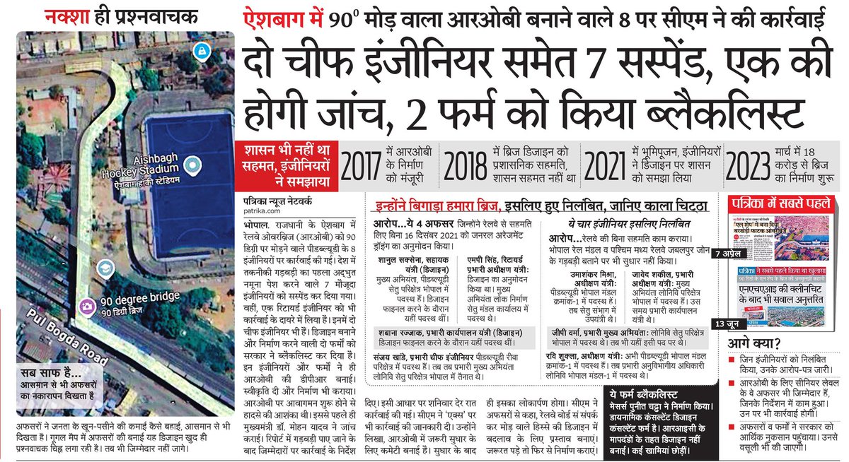 आसमान से देखो तो नक्शा खुद ही सवाल करता है,  प्रश्नवाचक इस पुल पर आखिरकार कार्रवाई का मरहम लगा दिया गया है। सवाल ये है की सुधारने के लिए क्या कर रहे हैं। 
#action 
#90digreebridge
<a href="/JansamparkMP/">Jansampark MP</a>