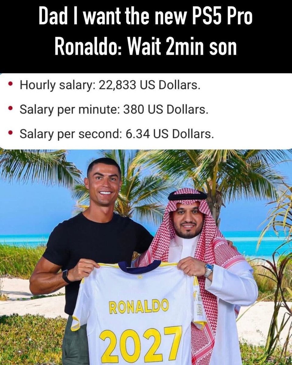 FootballFunnnys's tweet image. Cristiano's new contract with Al Nassr is $468m annually.
Wait two minutes 😂😂