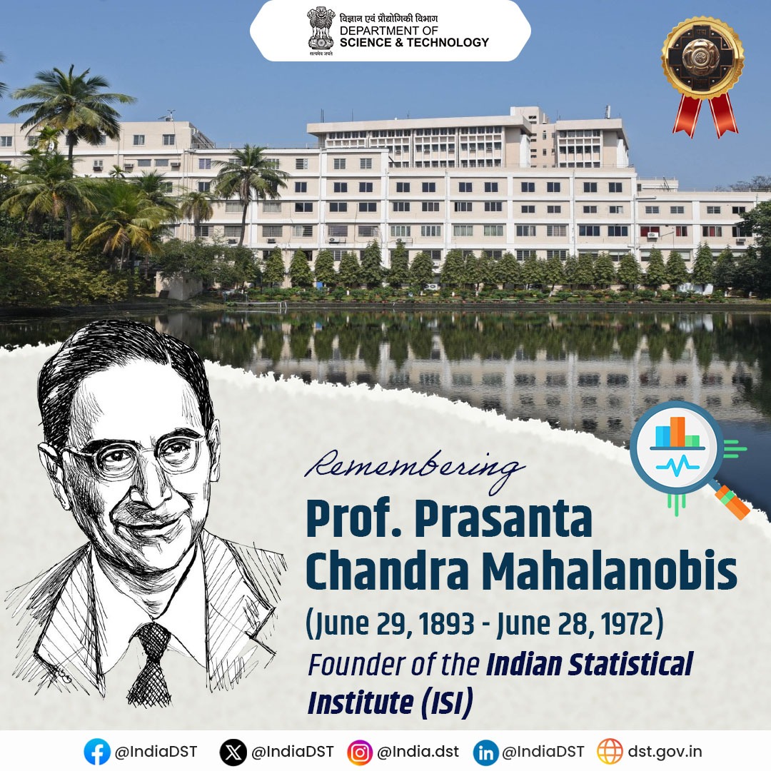 DSTIndia (@indiadst) on Twitter photo .<a href="/IndiaDST/">DSTIndia</a> remembers Prof. P C Mahalanobis, the visionary statistician who transformed India's data & scientific landscape.
Founder of the Indian Statistical Institute - his legacy fuels our journey towards a data-driven, innovation-led future.
<a href="/DrJitendraSingh/">Dr Jitendra Singh</a> <a href="/karandi65/">Abhay Karandikar</a> .<a href="/IndiaDST/">DSTIndia</a> remembers Prof. P C Mahalanobis, the visionary statistician who transformed India's data & scientific landscape.
Founder of the Indian Statistical Institute - his legacy fuels our journey towards a data-driven, innovation-led future.
<a href="/DrJitendraSingh/">Dr Jitendra Singh</a> <a href="/karandi65/">Abhay Karandikar</a>