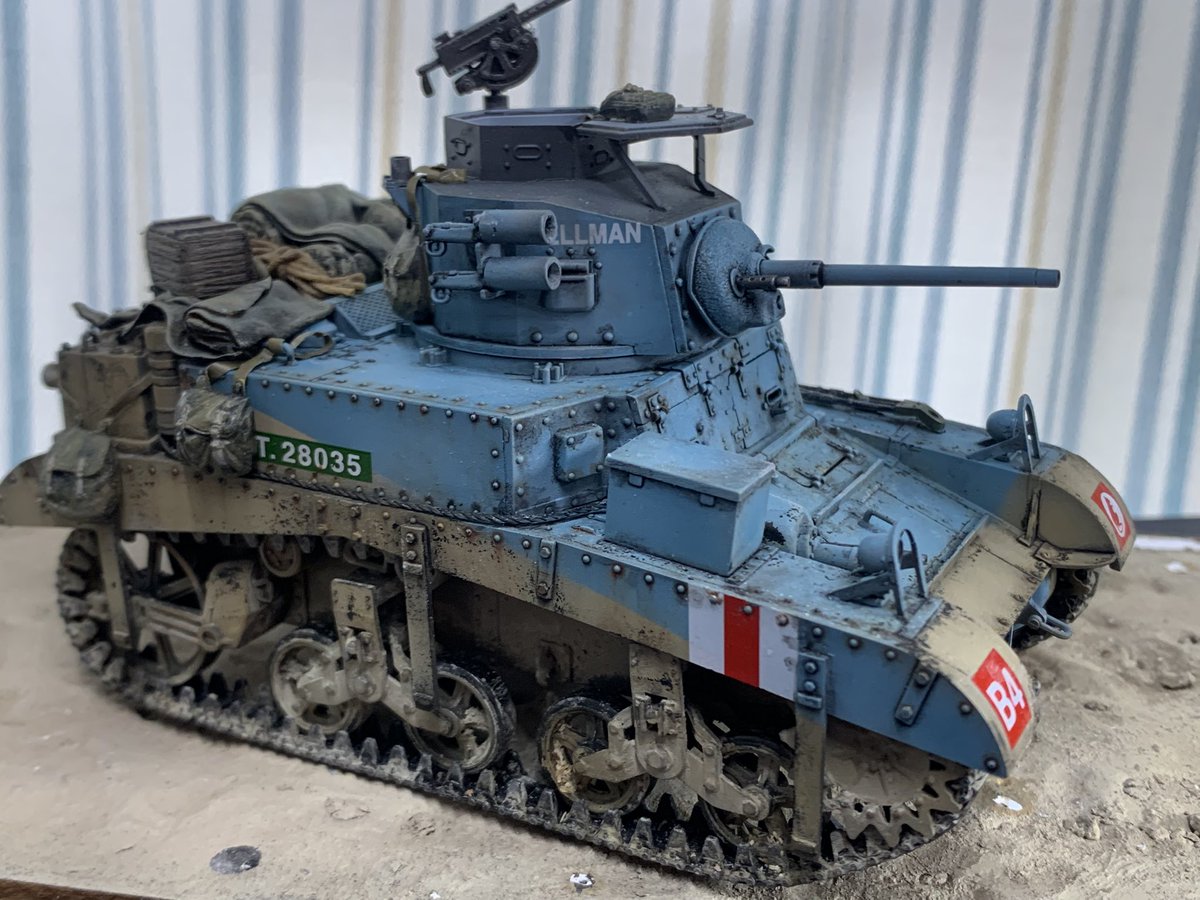 HalT0222's tweet photo. M3スチュワートハニーは一応ここまで、これで北アフリカ戦線の3車両は揃ったのでジオラマに戻る https://t.co/FB2UFBb1Br