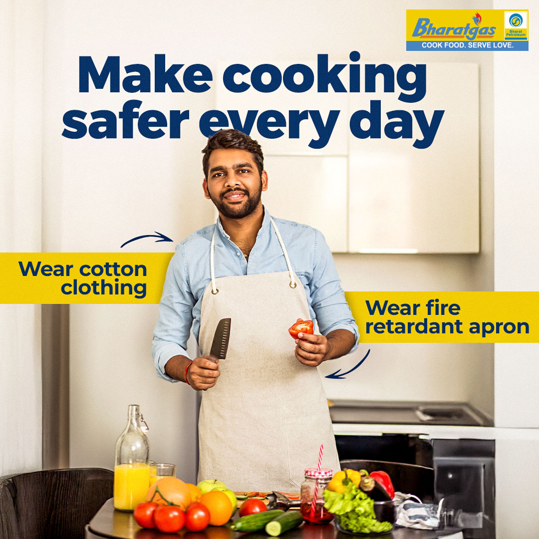 Bharat Petroleum LPG (@bpcllpg) on Twitter photo It’s the little things that count in the kitchen. Wearing cotton clothes (no loose sleeves or flowy fitting) and a fire-retardant apron can go a long way in keeping you safe. Small steps, big difference.
<a href="/BPCLimited/">Bharat Petroleum</a> <a href="/DirectorM_BPCL/">Director(Marketing), BPCL</a> <a href="/cmdbpcl/">CMD BPCL</a> <a href="/PetroleumMin/">Ministry of Petroleum and Natural Gas #MoPNG</a> <a href="/BPCLMakLubes/">BPCL MAK Lubes</a> It’s the little things that count in the kitchen. Wearing cotton clothes (no loose sleeves or flowy fitting) and a fire-retardant apron can go a long way in keeping you safe. Small steps, big difference.
<a href="/BPCLimited/">Bharat Petroleum</a> <a href="/DirectorM_BPCL/">Director(Marketing), BPCL</a> <a href="/cmdbpcl/">CMD BPCL</a> <a href="/PetroleumMin/">Ministry of Petroleum and Natural Gas #MoPNG</a> <a href="/BPCLMakLubes/">BPCL MAK Lubes</a>
