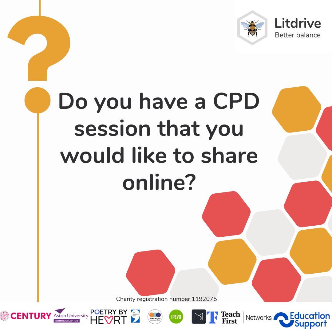 Litdrive UK (@litdriveuk) on Twitter photo π Litdrive CPD π
Building our online CPD schedule for the new school year - we want YOU to share your expertise! Your colleagues want to learn from you. π
Submit today: buff.ly/ONoo5Jz
BY teachers, FOR teachers πͺ
#Litdrive #TeamEnglish π Litdrive CPD π
Building our online CPD schedule for the new school year - we want YOU to share your expertise! Your colleagues want to learn from you. π
Submit today: buff.ly/ONoo5Jz
BY teachers, FOR teachers πͺ
#Litdrive #TeamEnglish