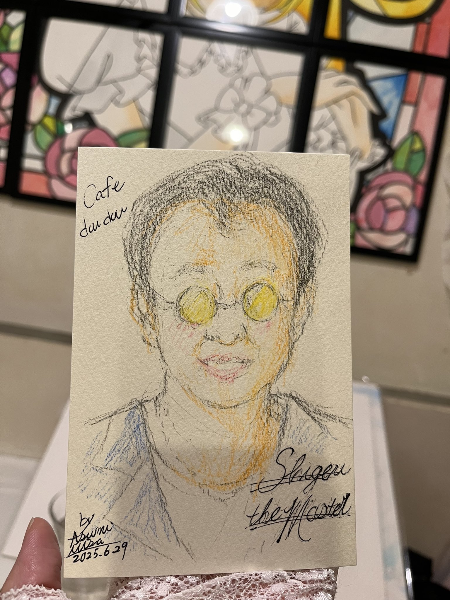 Amazon｜似顔絵なつみかん 額付き似顔絵 Sサイズ 1名様 くっきり