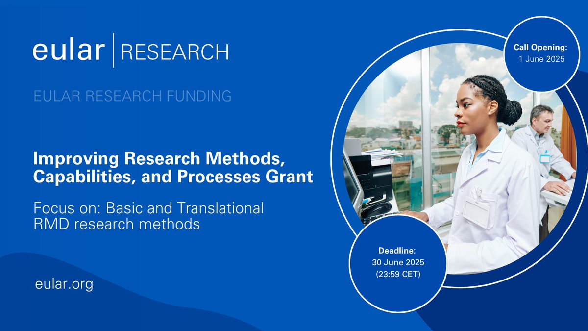 📢Apply for the Improving Research Methods, Capabilities, and Processes Grant!

Focused on Basic and Translational Research Methods, this grant supports the creation of innovative tools and protocols aimed at RMDs research.

📅Deadline: 30 June 2025
💰Budget: €50,000 per project