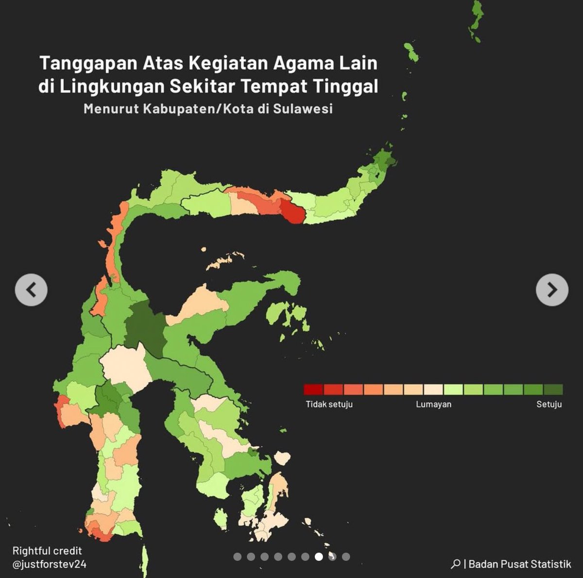 Yang perlu lebih diapresiasi &amp; disoroti itu Kabupaten Poso di Sulawesi Tengah yg notabene pernah menjadi wilayah konflik agama berdarah thn 1998-2001 justru sekarang menjadi salah satu wilayah paling hijau gelap (sangat toleran)
