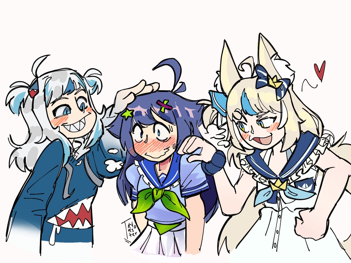 Three way kiss, more than once cuz I'm feeling naughty 

#sabart #gawrt #samekosaba #yuri