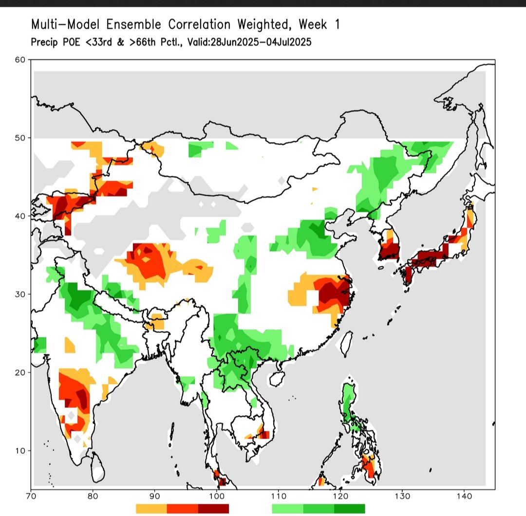 sarkar2472's tweet image. Latest MME continue to predict above normal rainfall activity over central, NW and eastern parts of India, while southern peninsular India remain subdued.