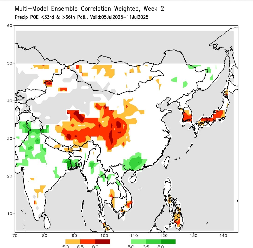 sarkar2472's tweet image. Latest MME continue to predict above normal rainfall activity over central, NW and eastern parts of India, while southern peninsular India remain subdued.
