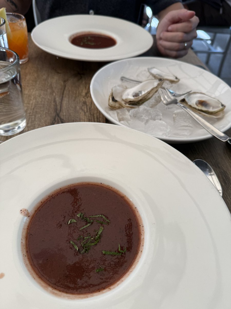 nclark317's tweet photo. didn’t realize today was Abso-Lutely Day but we talked about Tim Heidecker at dinner because it was my first time having gazpacho soup and i was worried it might burn my lips. https://t.co/QLkNOFDCk9