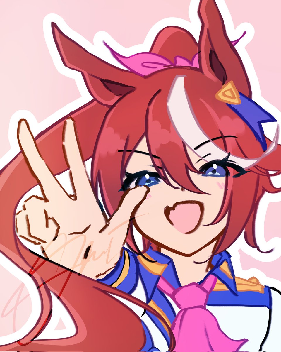 Omiilux's tweet photo. Drew a skeb of Teio! 💖 https://t.co/RePGvWb7le
