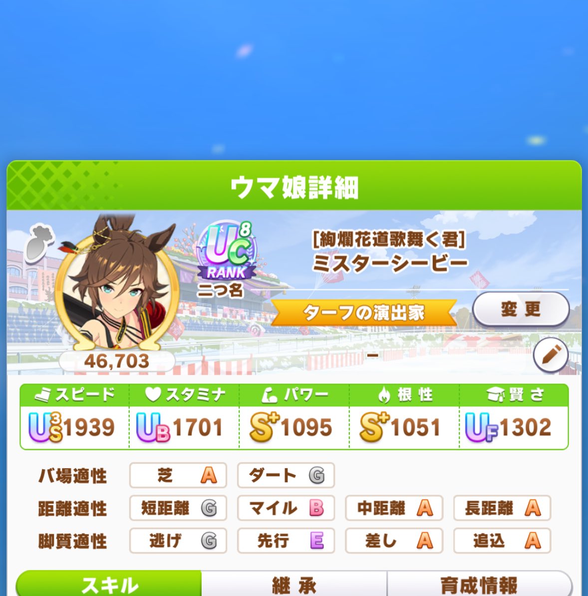 やっと初育成終了☺️
シナリオ理解したらめっちゃステ伸びるよねこれ