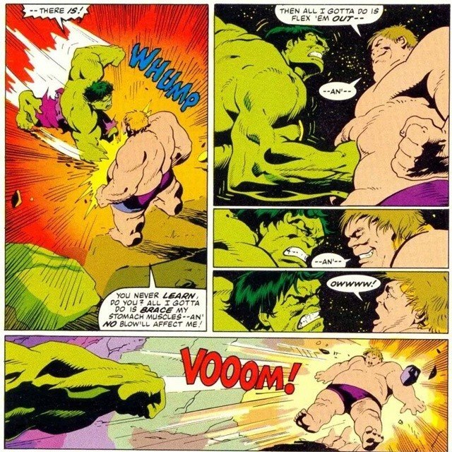 comicbookaddt's tweet photo. When you think you've got the Hulk figured out... and then he just flexes you into oblivion!  This panel perfectly captures why you don't mess with the Green Goliath. What's your favorite classic Hulk moment? #HulkSmash #MarvelComics #ComicBooks #Hulk #ComicBookAddict @allthingshulk