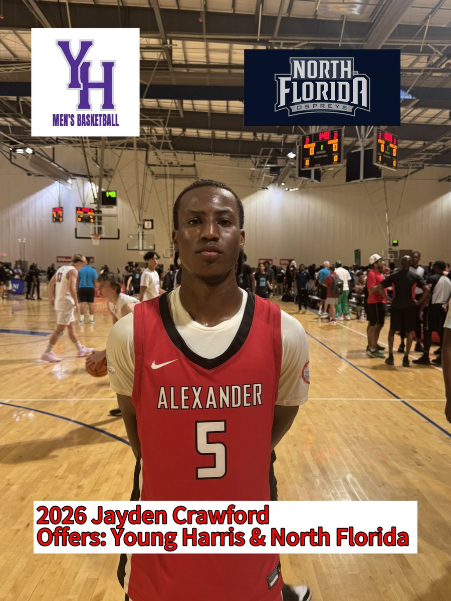 Congratulations to Jayden Crawford as he received 2 offers today from Young Harris and North Florida.

He has been performing well at both live periods , and he turned interest into an offer!!