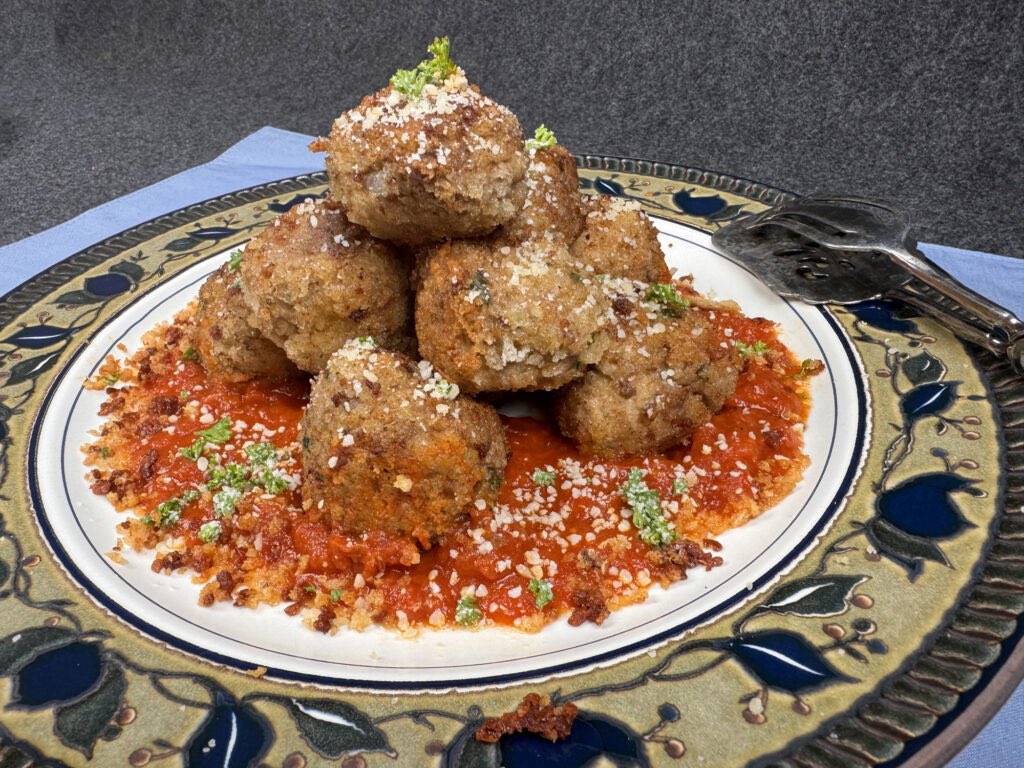 Good evening friends- This month we tried these Grandma Faye’s Meatballs from a Chef Tony Priolo (Executive Chef and Co-Owner of Piccolo Sogno) recipe.  By all means visit the restaurant, but if you can’t, try this version at home. Find the recipe on the blog