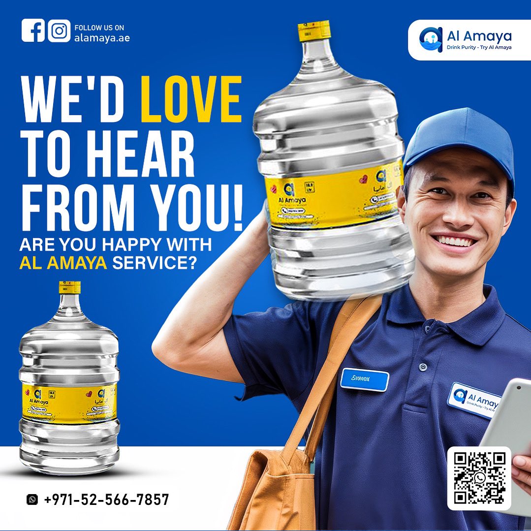 alamayawater's tweet image. Your feedback matters! 💬
Let us know how we’re doing – because at Al Amaya, your satisfaction is our priority.

📦 For orders, contact us at +971-52-566-7857
🌐 Visit us at alamaya.ae

#alAmaya #uaewater #waterservice #drinkpure #dubaibusiness #stayhydrated