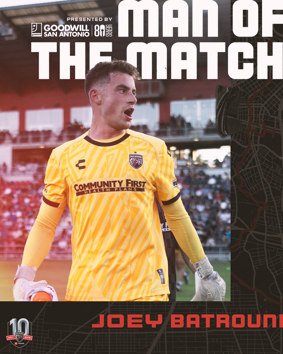San Antonio FC (@sanantoniofc) on Twitter photo A clean sheet in his first start π
Joey Batrouni helps keep the opponent scoreless and earns tonight's <a href="/goodwillsa/">Goodwill San Antonio</a> Man of the Match honors!
#Defend210 | #sponsored A clean sheet in his first start π
Joey Batrouni helps keep the opponent scoreless and earns tonight's <a href="/goodwillsa/">Goodwill San Antonio</a> Man of the Match honors!
#Defend210 | #sponsored