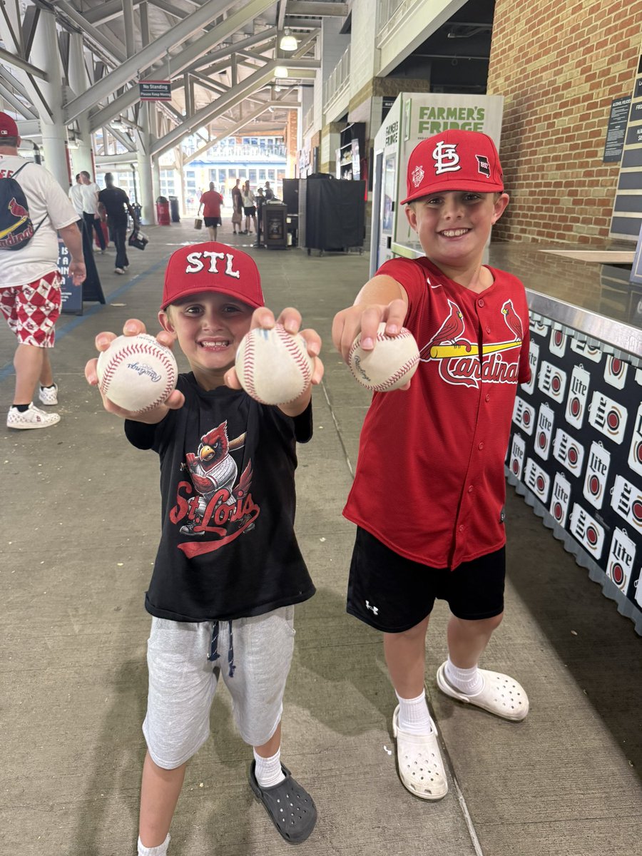 1 <a href="/Cardinals/">St. Louis Cardinals</a> win
2 Happy Brothers
3 Game balls!
Thank you Victor Scott II for the first ball, <a href="/RegionalTVCat/">Jim Hayes</a> for the second ball, and Ryan Addition for the third. I know our sons will never forget this! 
<a href="/espn/">ESPN</a> <a href="/MLB/">MLB</a> <a href="/Cardinals/">St. Louis Cardinals</a> <a href="/UmpScorecards/">Umpire Scorecards</a> 
#corememory #Unbelievable
