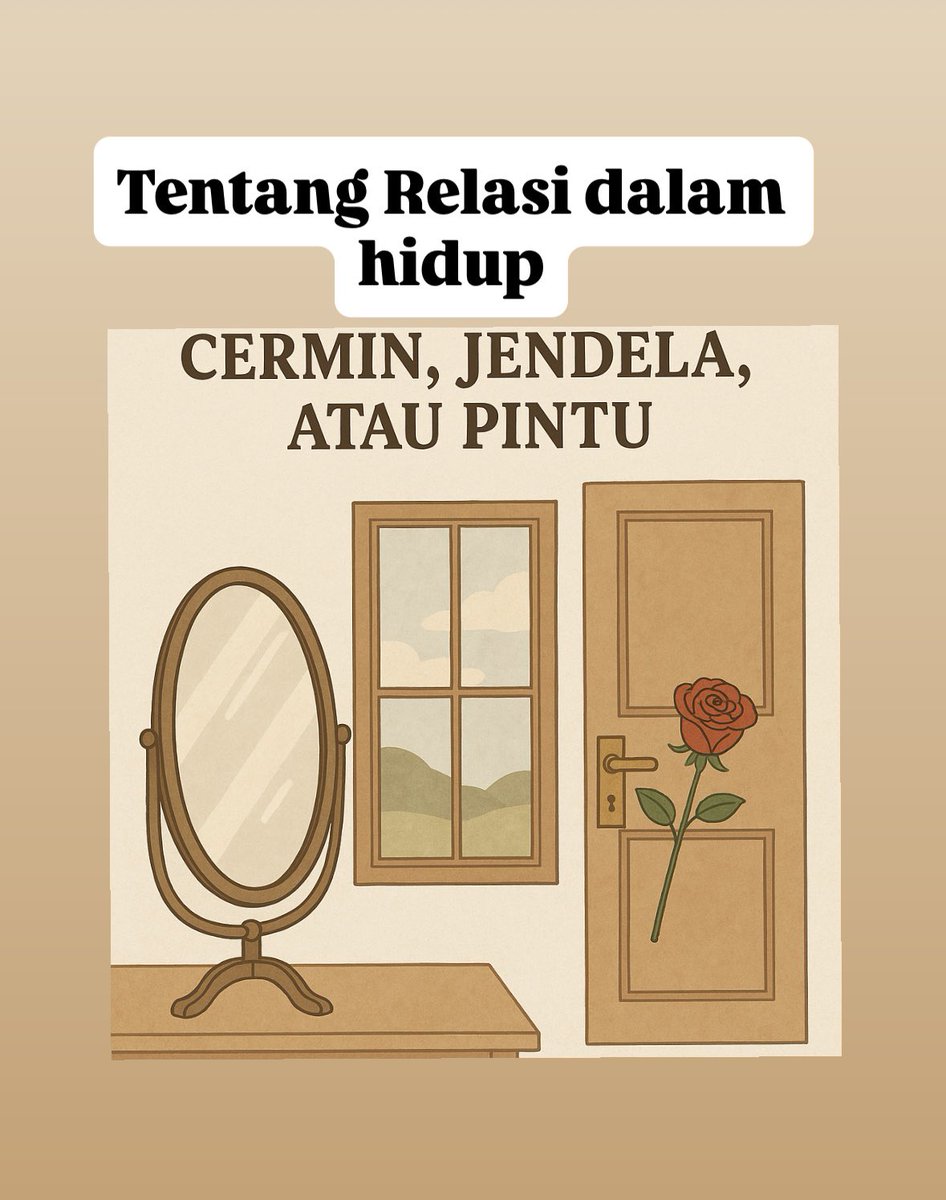 Relasi Itu: Cermin, Jendela, atau Pintu

Dalam hidup ini, setiap orang yang hadir membawa makna. Tapi tidak semuanya hadir dengan peran yang sama. Ada yang seperti cermin, ada yang seperti jendela, dan ada pula yang seperti pintu. Memahami jenis relasi ini akan menuntun kita