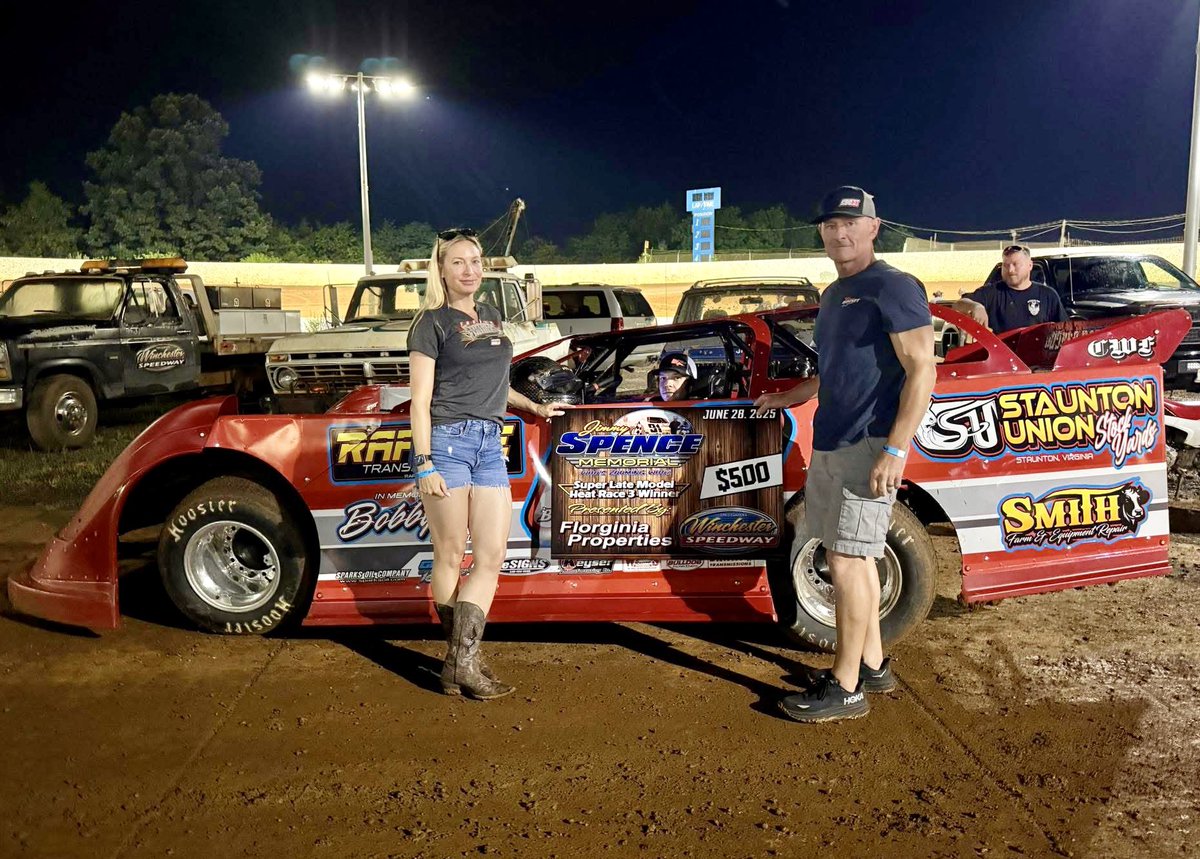 🚨 Race Results
June 28, 2025
Winchester Speedway - Virginia 
Jimmy Spence Memorial 
Super Late Model - 31 Competitors

Hot Lap Hero Award - 1st 🏁
Time Trials - 1st 🏁
Heat - 1st 🏁
Rest of the Night has been Postponed.