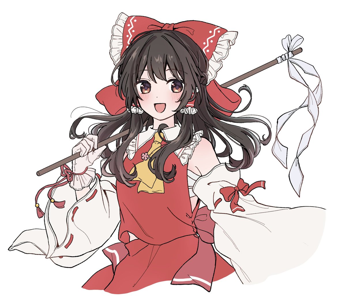 sub_mochiko16's tweet image. 久しぶりに霊夢描いた