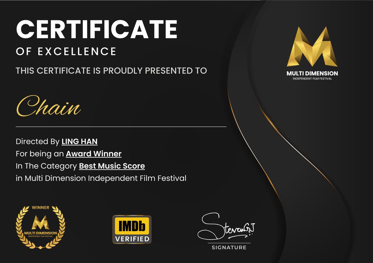 Chain_Animation's tweet image. We’re overjoyed to announce our Winner certificates and laurel from the Multi Dimension Independent Film Festival! This achievement holds a special place in our hearts. Thank you for trusting in our storytelling! ~ \\ ( ^ O ^ ) // ~ 😍📷📷
