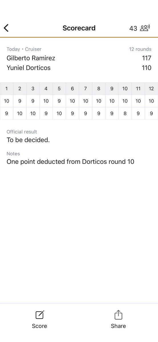 Here's how I scored Gilberto Ramirez vs Yuniel Dorticos <a href="/fightscoresapp/">Fight Scores</a> #boxing