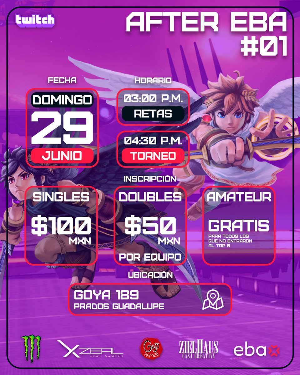 Porque el grindeo a S Factor no puede parar, ¡Los invitamos a todos a participar en la edición #1 del #AfterEBA!💢
📅 Domingo 29 de Junio a las 04:30p.m.
📌 Zielhaus Casa de creacion digital
twitch.tv/ebagamingtv
start.gg/tournament/aft…
#EBA #UnleashTheBeast #LigaZES #Xzeal