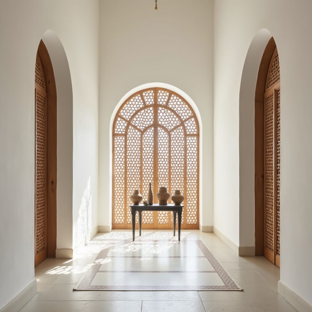 enchantedho's tweet photo. Latticed Light Passage ☀️🌾
A moment of peace in motion. This corridor feels like walking through light itself.
Do you see the bench or the sun first?
#Casablanca #LightAndDesign https://t.co/qSTV5ufW8c