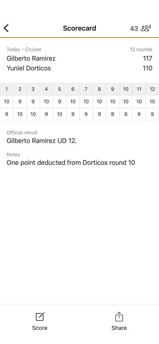 Here's how I scored Gilberto Ramirez vs Yuniel Dorticos <a href="/fightscoresapp/">Fight Scores</a> #boxing