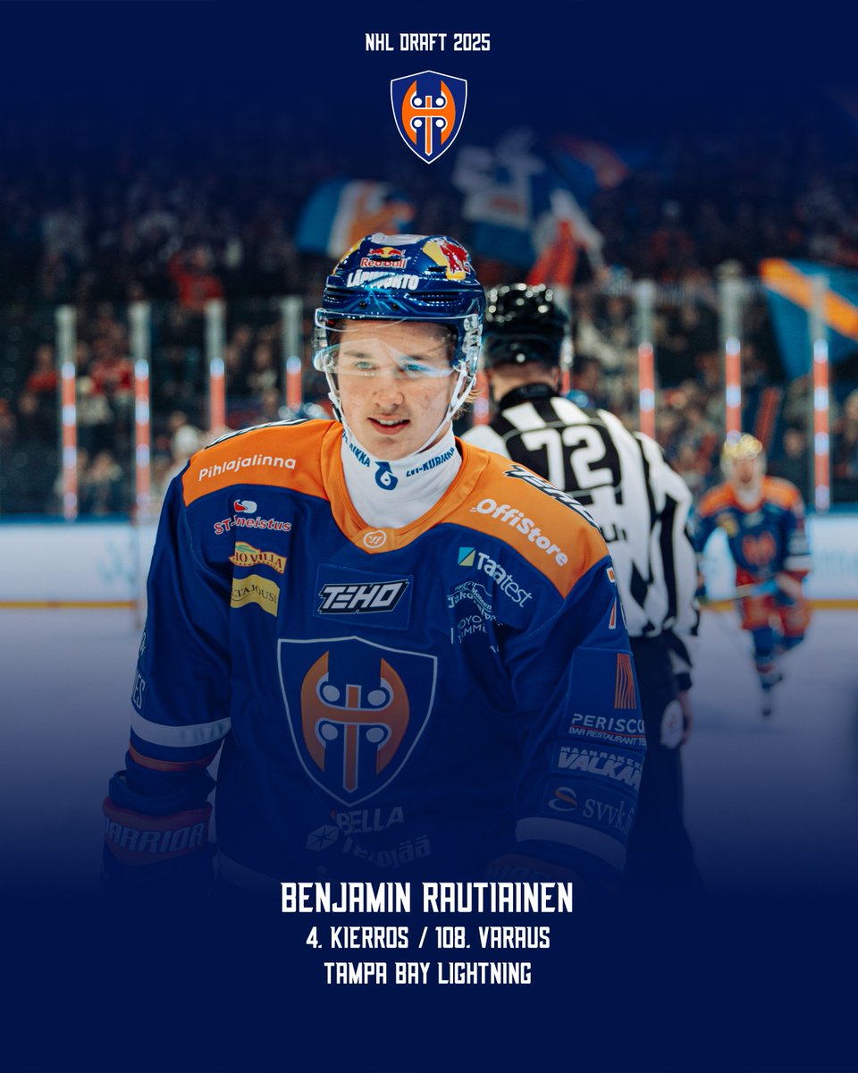 Tampa Bay Lightning varasi  Tapparan kasvatin Benjamin Rautiaisen NHL:n varaustilaisuuden 4. kierroksella vuorolla 108 – Tappara onnittelee!

📰 Yhteensä neljälle Tappara-taustaiselle NHL-varaus, lue uutinen: tappara.fi/fi-fi/article/…