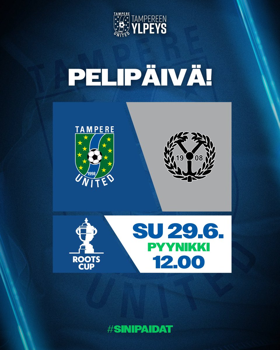 Tampere United (@tampereunited) on Twitter photo 💙 PELIPÄIVÄ! 💚
Miesten Kolmosjoukkue Roots Cupin puolivälierässä tänään Pyynikillä!
Otteluennakko: tampereunited.fi/kolmosjoukkue-…
⚽ TamU 3 – MuurY
🕔 12.00
🏟️ Pyynikin urheilukenttä
🎟️ Vapaa pääsy
Palvelut auki 11.30 alkaen.
#sinipaidat <a href="/SuomenCup/">Jalkapallon Suomen Cup</a> 💙 PELIPÄIVÄ! 💚
Miesten Kolmosjoukkue Roots Cupin puolivälierässä tänään Pyynikillä!
Otteluennakko: tampereunited.fi/kolmosjoukkue-…
⚽ TamU 3 – MuurY
🕔 12.00
🏟️ Pyynikin urheilukenttä
🎟️ Vapaa pääsy
Palvelut auki 11.30 alkaen.
#sinipaidat <a href="/SuomenCup/">Jalkapallon Suomen Cup</a>