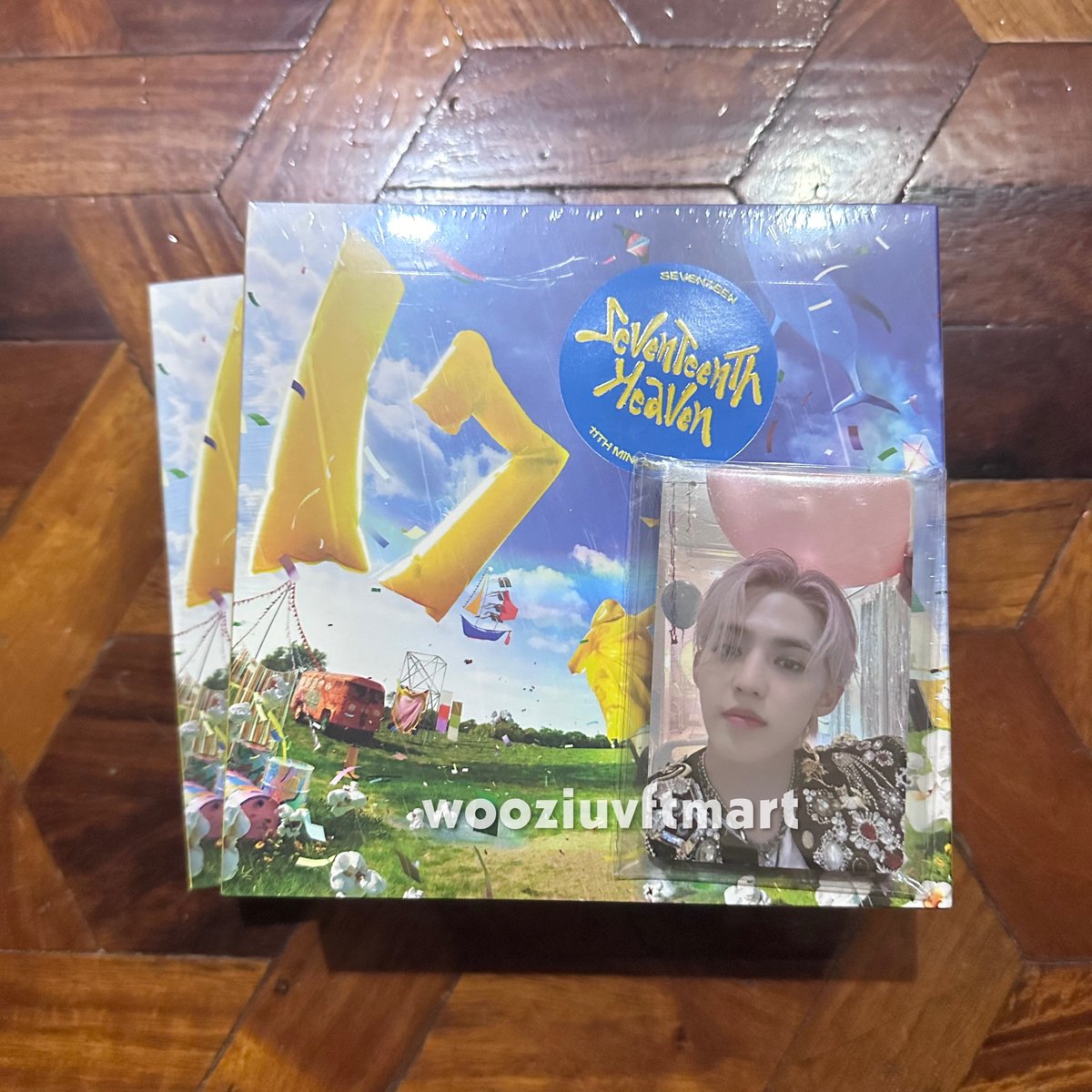 wooziuvftmart's tweet photo. seventeenth heaven albums and carat ver albums with yzy ver b &amp; e photocards arrived few days ago! already contacted buyers 😊 #WZUVFTarrivals https://t.co/X3iXwdhXHX