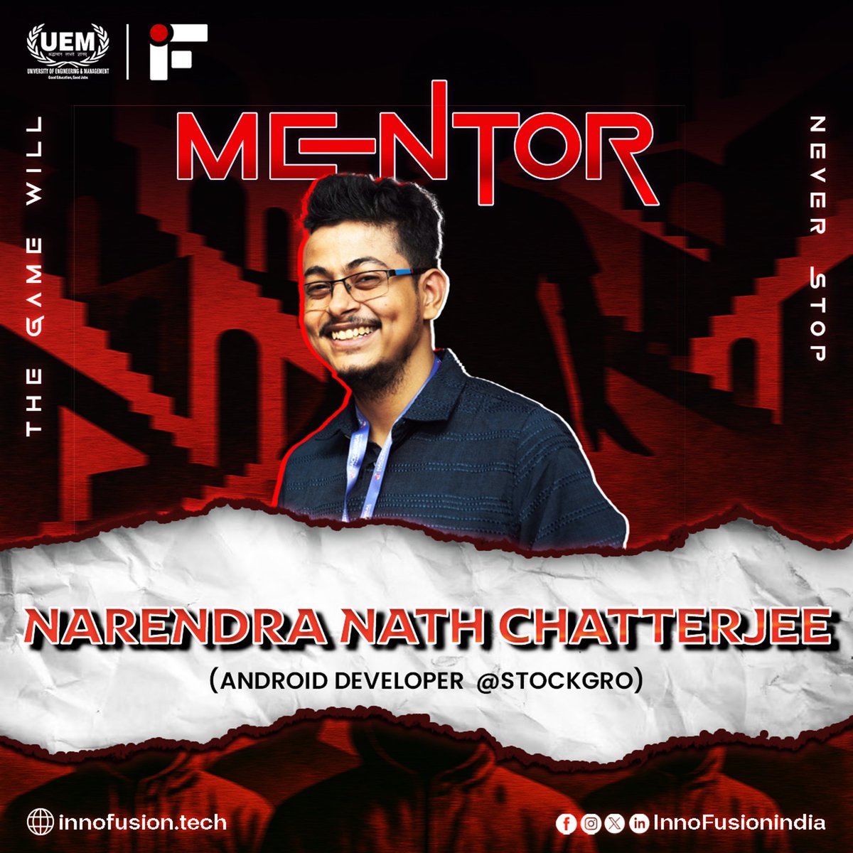 InnoFusionIndia's tweet image. Code Strategist Unleashed 👨‍💻⚙️
Meet Narendra Nath Chatterjee — Android dev at StockGro, ex-Tata Digital &amp;amp; Nykaa. From Jetpack Compose to KMM, he crafts code with power &amp;amp; purpose. Now mentoring at InnoFusion S2.0 — build smart, ship fast!
#InnoFusionHackathon #MentorSpotlight