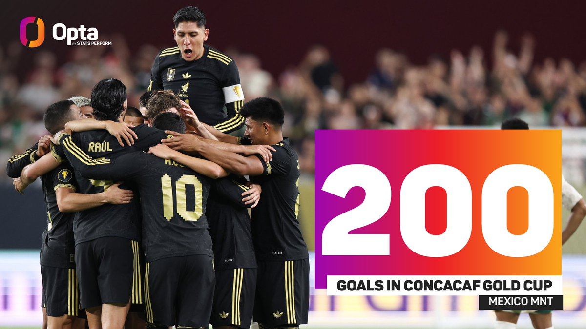 OptaJorge's tweet image. 200 – @miseleccionmxEN 🇲🇽 has reached 200 goals in the @GoldCup, becoming the first team to hit that milestone, ahead of the U.S., which stands at 197 goals before its quarterfinal match. Bicentennial.