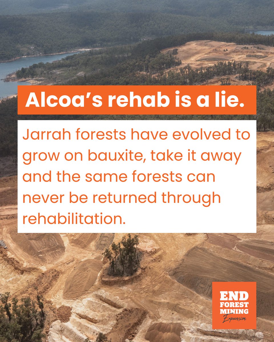 Alcoa hasn’t fully rehabbed a single hectare of forest in the whole time it has mined in the Northern Jarrah forests for one simple reason: it’s not possible. 

#endforestmining#stopalcoa