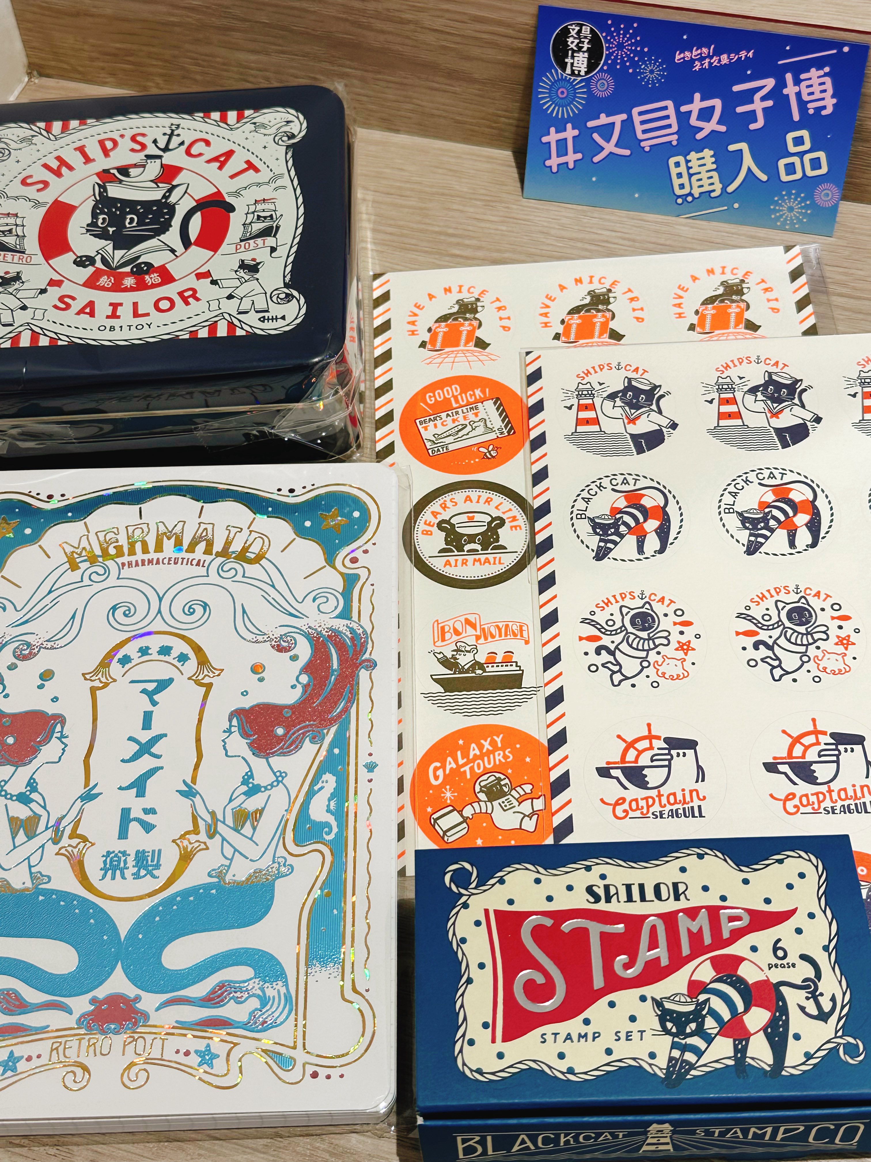 新品未開封 文具女子博 船乗猫缶 オビワン レトロ郵便（文具女子