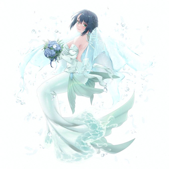 💐June Bride × Mermaid Day🧜‍♀️
#人魚の日 #ジューンブライド #深海ナナ 