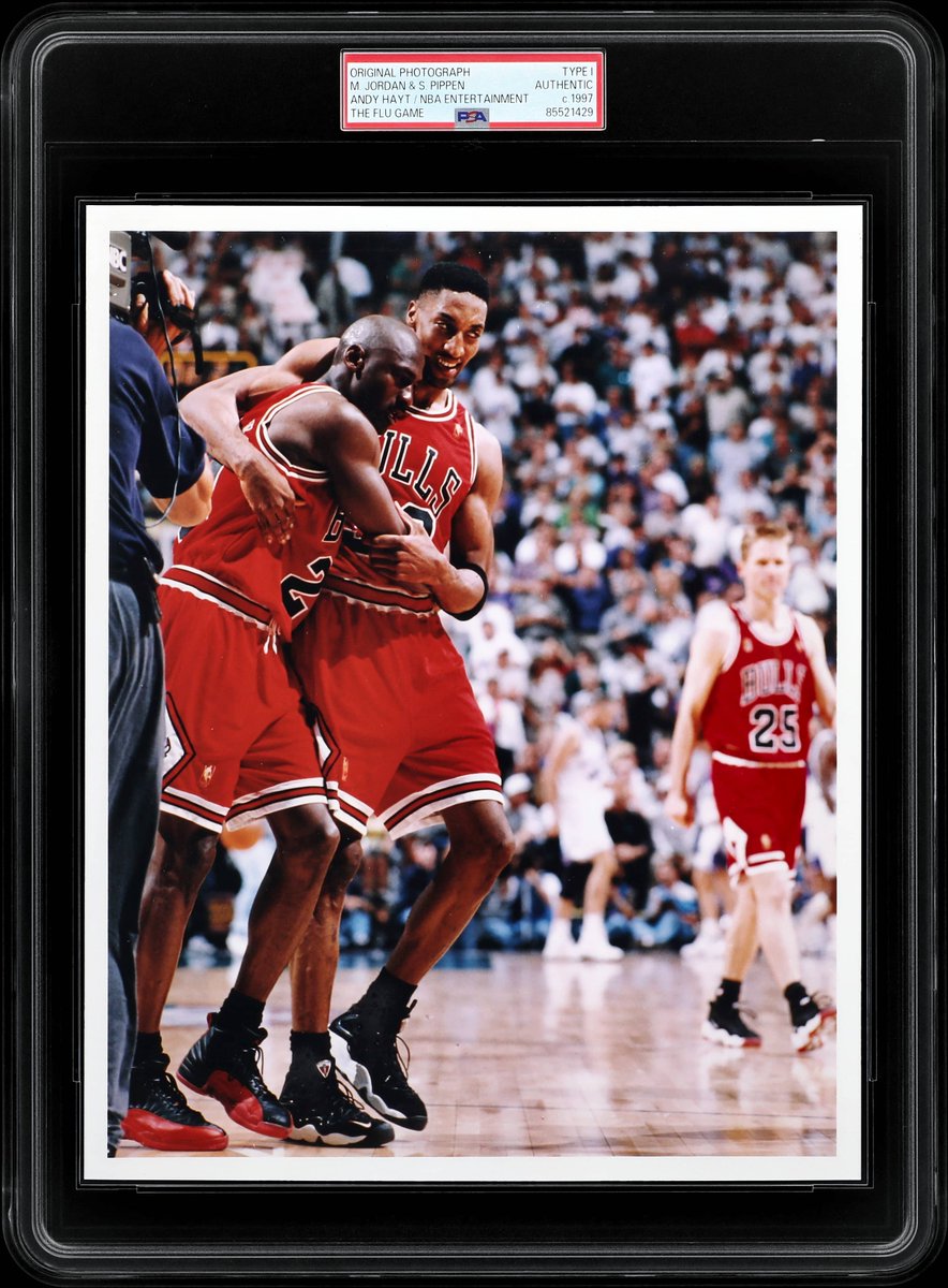 Goldin (@goldinco) on Twitter photo TYPE I SALE! 📸
Final Sale Price on this Jun. 11, 1997 Michael Jordan "Flu Game" Type I Original Photo by Andy Hayt - Only PSA-Certified Type I of Flu Game's Defining Image as Pippen Carries Exhausted MJ Off Court After Miracle Performance: $51,240
Email us at Sell@Goldin.com TYPE I SALE! 📸
Final Sale Price on this Jun. 11, 1997 Michael Jordan "Flu Game" Type I Original Photo by Andy Hayt - Only PSA-Certified Type I of Flu Game's Defining Image as Pippen Carries Exhausted MJ Off Court After Miracle Performance: $51,240
Email us at Sell@Goldin.com
