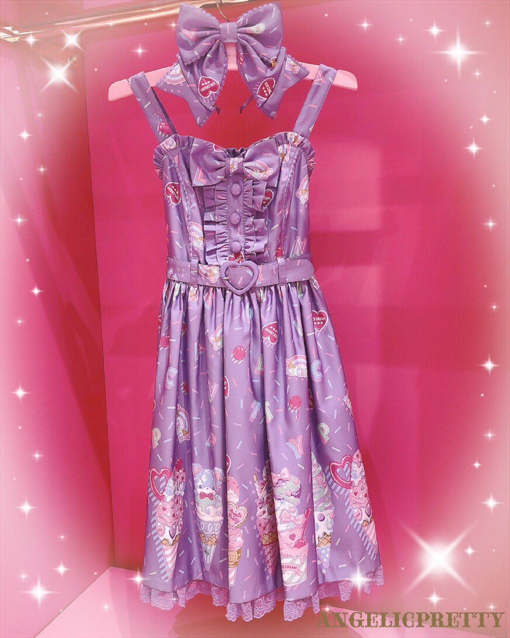 新品 Decoration Ice CreamジャンパースカートSet 白 Decoration Ice Cream Jumperskirt - White [242PJ06-020648-wh