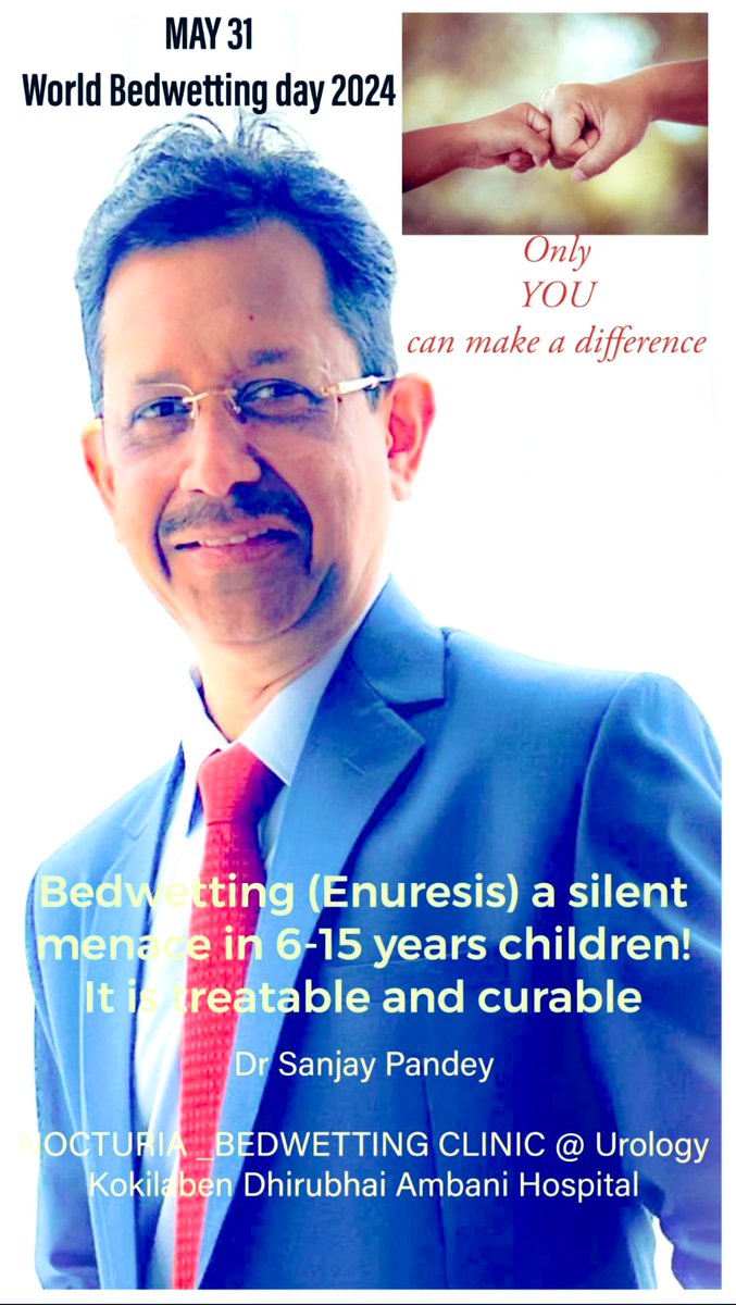 #Bedwetting #Enuresis is treatable &amp; curable. Epoch making year in last 8 yrs !! 81 children saw me for Bedwetting in one calender year since we last celebrated “Awareness” on World Bedwetting day  2024 … <a href="/urology/">life</a> <a href="/KDAHMumbai/">Kokilaben Hospital, Mumbai</a>  Wake up call for all #Parents #teachers #caregivers