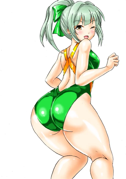 暑いので水着の夕張さん、ラバストのポーズで描いたもの。結構前に描いたんだけど出すの忘れてた…