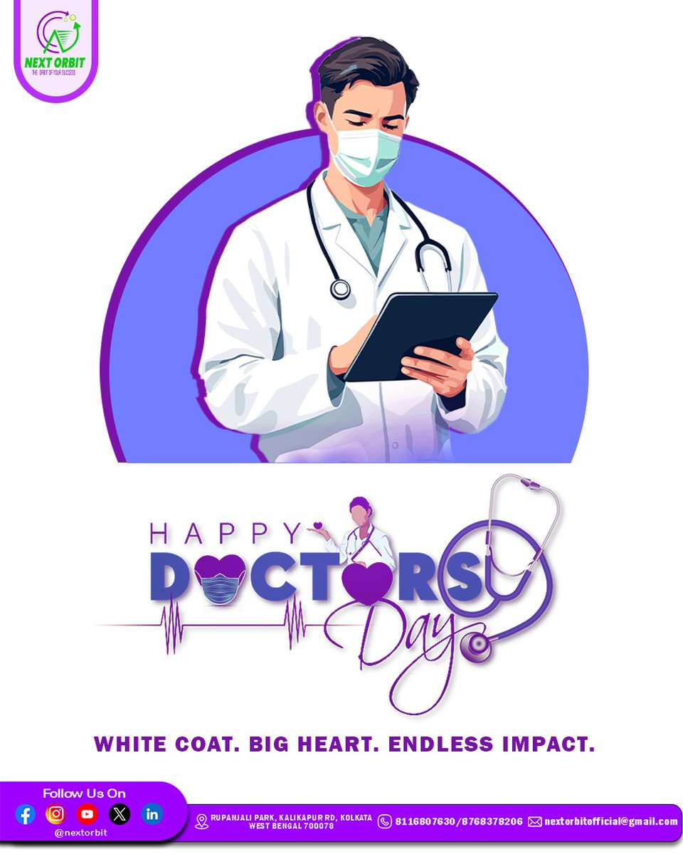 NextOrbit2024's tweet photo. White coat, big heart, endless impact — here's to the heroes in healthcare. 𝐇𝐚𝐩𝐩𝐲 𝐃𝐨𝐜𝐭𝐨𝐫𝐬' 𝐃𝐚𝐲!  🩺💙

#NextOrbit #DoctorsDay #WhiteCoatHeroes #HealthcareHeroes #BigHeartDoctors #EndlessImpact https://t.co/veTFyBsHwU
