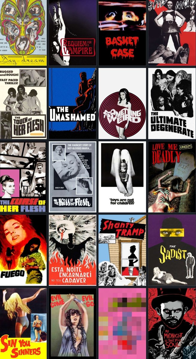 Getting ready to record a short series of 'Something Weird Video' podcasts and checking my watched-list it appears I have seen about 66 of 742 titles according to this seemingly comprehensive list: boxd.it/J4yWC

here are my top 16 titles from the SWV catalog (for now)