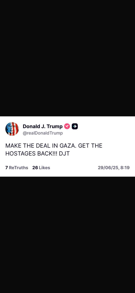 anatangrest's tweet image. טראמפ: תעשו את העיסקה בעזה וקבלו את החטופים חזרה!!
סיימו את המשא עם מתן ומתן וכל החטופים,
סיימו את המלחמה, החזירו את כולם!!