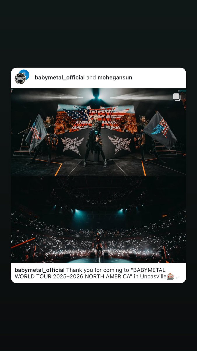 soulbicycle's tweet photo. Anthony Barone on Instagram Stories. 

#BABYMETAL #BABYMETALWORLDTOUR2025 #Uncasville 
https://t.co/Ng7zbupFkI https://t.co/7Jbnwaac7f